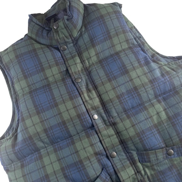 Vineyard Vines Other - Vineyard Vines Black Watch Plaid Puffer‎ Vest Mens Goose Down Navy Green